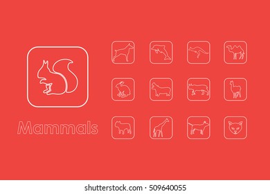 Set of mammals simple icons