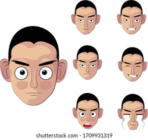 Set of man cartoon faces illustration vector.