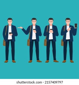 Set of man character with cool poses