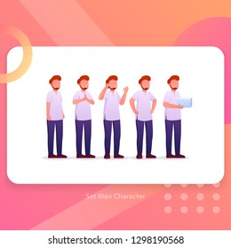 Set Man Character Design for UI design Vector Illustration