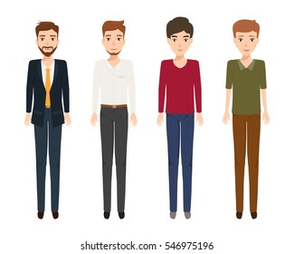 Set of man character at office work. Business poeple.