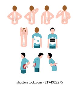 Set of Man Character With Osteoporosis