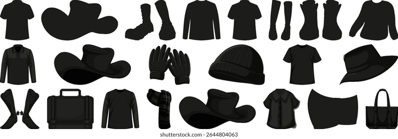 set of man clothes silhouette vector 