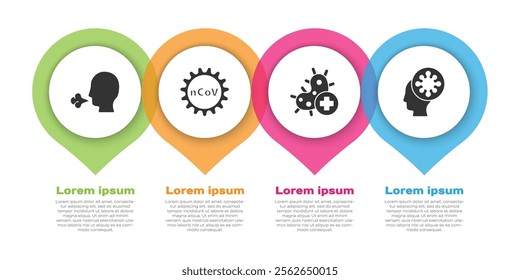 Set Man coughing, Corona virus 2019-nCoV, Positive virus and Human and virus. Business infographic template. Vector