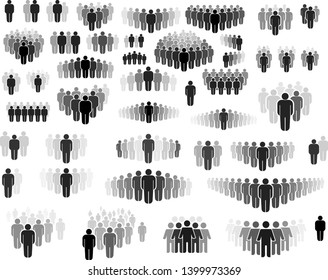 Set of Man crowd figures for graphic and web design. Modern simple sign. Internet concept. Trendy symbol for website design web button or mobile app. Vector illustration. Isolated on white background.