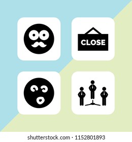 set with man, dazed, close and hipster vector icons for web and mobile app