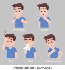 Set Man Different Diseases Symptoms Sore Stock Vector (Royalty Free ...