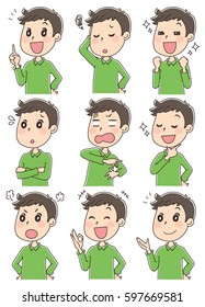 Set of man with different expressions