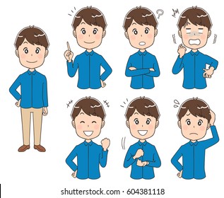 Set of man with different expressions