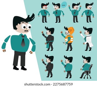 Set of man with different poses vector 