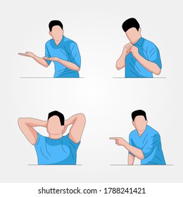 Set of man doing different poses - Vector