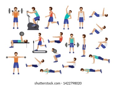 Set Of Man Doing Excercise