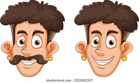 Set of man face cartoon illustration