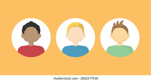 Conjunto de íconos de círculo coloridos para el hombre. diseño plano vectorial aislado en fondo naranja.