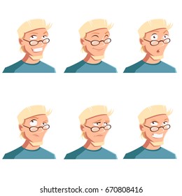 Set of man face icons