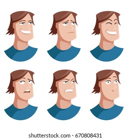 Set of man face icons