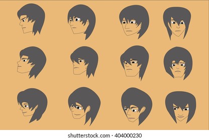 Set of man face isolated vector illustration 