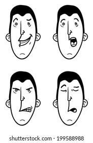 Set of man faces with different expressions