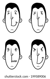 Set of man faces with different expressions