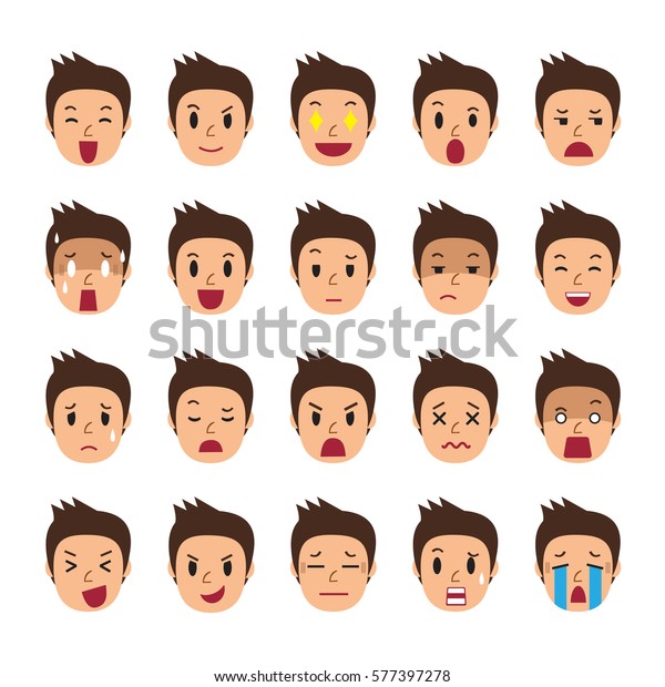 Set Of A Man Faces Showing Different Emotions