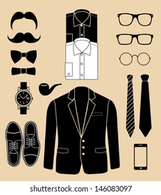 set of man fashion elements. vector illustration