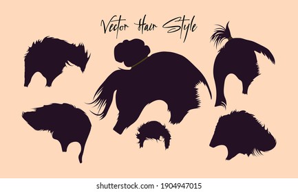 Set Of Man Hair Style Silhouette Illustration Art Design