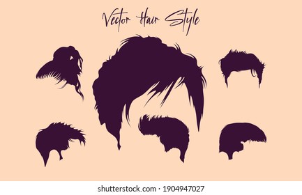 Set Of Man Hair Style Silhouette Illustration Art Design