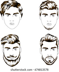 Set of the man hairstyles, popular styles  