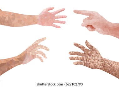 Set of Man Hand polygon graphics vector format