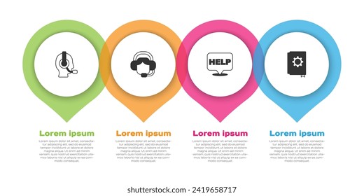 Set Man with a headset, Woman, Speech bubble text Help and User manual. Business infographic template. Vector