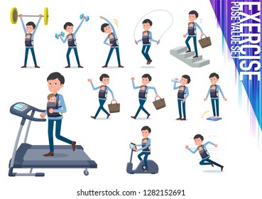 A set of man holding a baby on exercise and sports.There are various actions to move the body healthy.It's vector art so it's easy to edit.