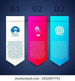 Set Man holding flag, Target and . Business infographic template. Vector