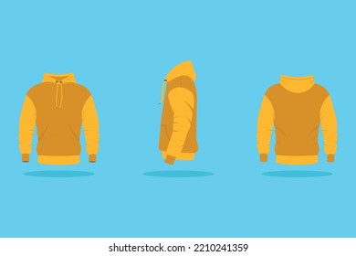 Conjunto de ilustración vectorial de la carcasa de la portada, la parte delantera, la parte posterior y la parte lateral. Colección de suéter masculino. Colección de temporada, Diseño de moda, Belleza y moda, Sweatshirt, Manga larga, Hooded.