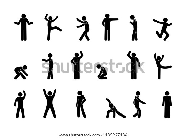 Set Man Icons Various Poses Movements Stock Vector (Royalty Free ...