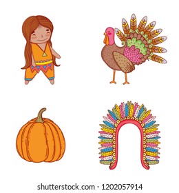 set man indigenous with turkey and pumpking