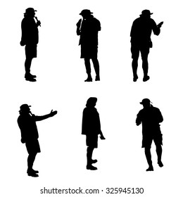 Set of man with a Microphone. Vector Illustration. EPS10