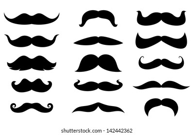 Conjunto de bigotes aislados en fondo blanco, también como plantilla de logotipo. La versión de Jpeg también está disponible en la galería 