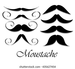 Set of man moustaches isolated on white background, also as logo