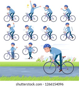 A set of man on a road bike.There is an action that is enjoying.It's vector art so it's easy to edit.
