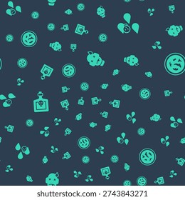 Set Man poisoning, Acid rain, Bottle with potion and Petri dish bacteria on seamless pattern. Vector
