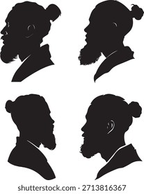 Set of Man profile silhouette Vector illustration