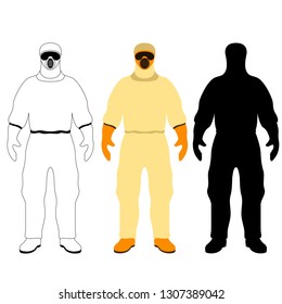 set man in protective clothing ,vector illustration , flat style