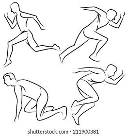 set man running in sketch line theme
