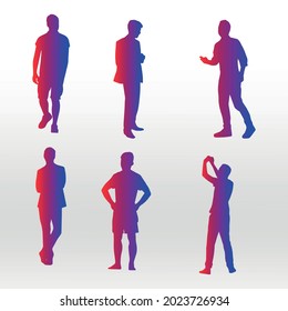 set of man Silhouette abstract,  line isolated or logo isolated sign symbol vector, outline and stroke style Collection of high-quality color style vector illustration,