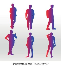 Satz Mann Silhouette abstrakte, Linie einzeln oder Logo einzelne Zeichen Symbol Vektorgrafik, Umriss-und Strich-Stil Sammlung von hochwertiger Farbstil Vektorgrafik,