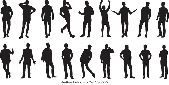 set of Man silhouette poses design 