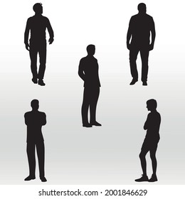 Set-man-Silhouetten, Linie einzeln oder Logo, einzelne Zeichen-Symbol, Vektorgrafik, Umriss- und Strichstil Sammlung hochwertiger, schwarzer Vektorgrafik
