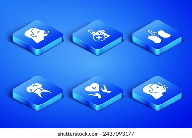 Set Man smoking a cigarette, coughing, Heart with cross, Tooth caries, No electronic and Lungs icon. Vector