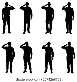 A set of man soldier vector silhouettes illustration