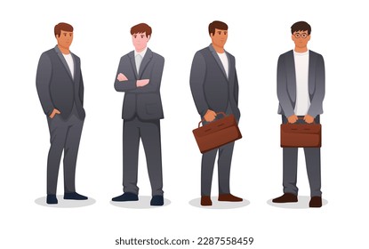 set of man in suit. businessman vector illustration